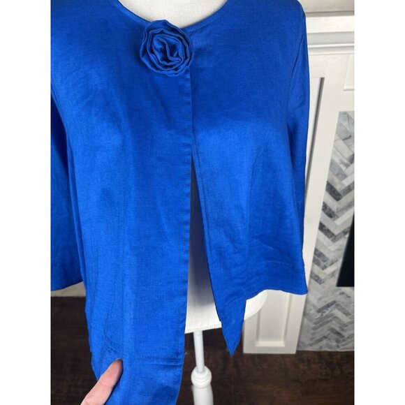 Vintage Y2K Richard Malcolm Cobalt Blue Jacket Size Large 100% Linen Button - Picture 4 of 12